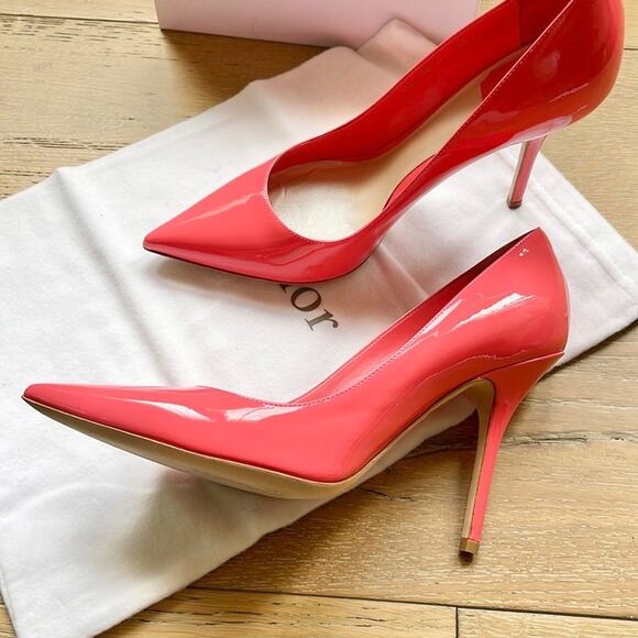 DIOR Cherie Patent Leather Pump Heels Coral Pink Size 38 / 7.5 - Picture 7 of 8